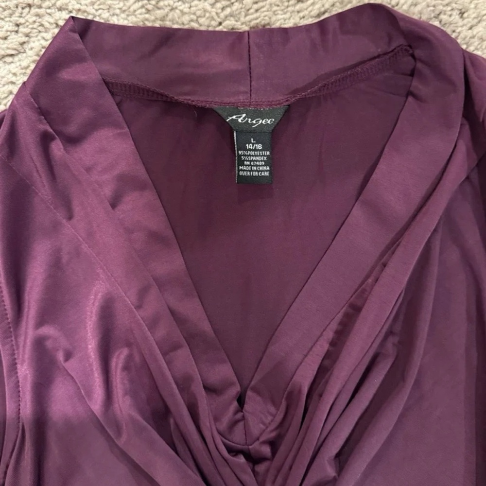 Plum silky Blouse with twist front details